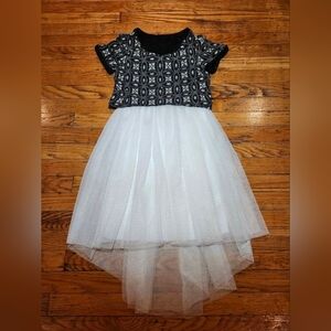 Emily West Black and Cream Beaded Pattern Dress